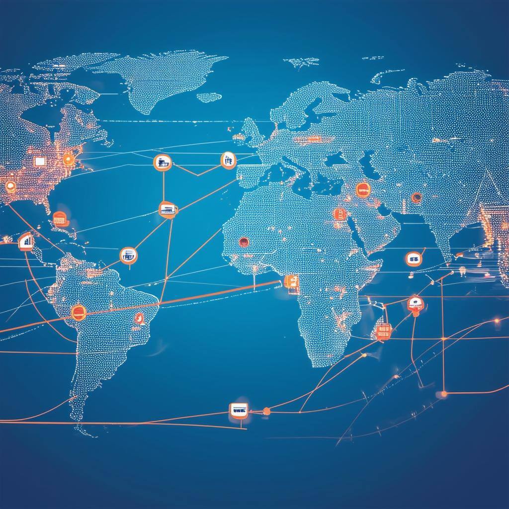 Word map showing international delivery routes